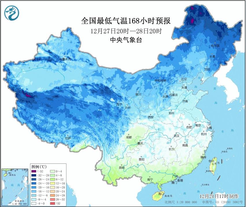 冷空气来袭！深紫色预警降温图发布